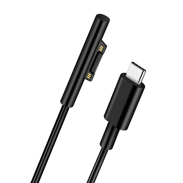 Microsoft Surface Pro 7 6 5 4 3 ve Surface Go Uyumlu USB C Tip C Erkek Güç Adaptörü Şarj Kablosu Siyah 1.5 Metre - 3