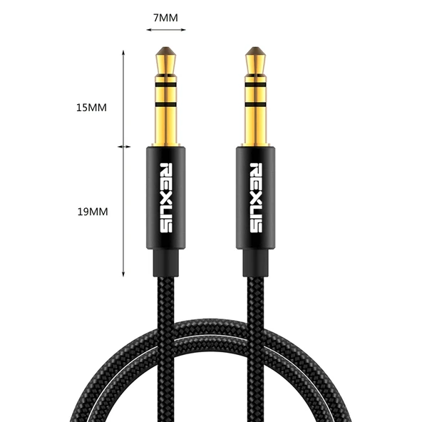 REXLIS 3629 3.5mm Erkek Erkek Araç Stereo Altın Kaplama AUX Ses Kablosu 1.8 Metre - 2