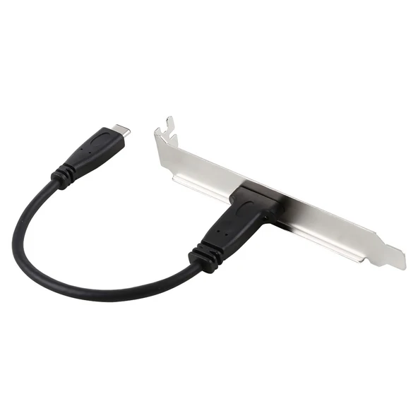 20cm USB-C Tipi Panel Braket Dişi-Erkek Uzatma Kablosu - 4