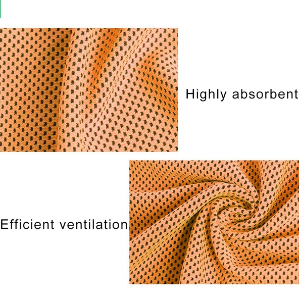 2 Adet Turuncu Mikrofiber Spor Havlusu 30x100 cm Soğutucu Buz Etkili - 3