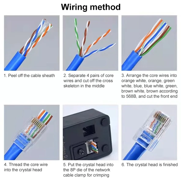 100 Adet Cat6e Korumalı Olmayan Pass Through RJ45 Konnektör Modüler Fiş - 4