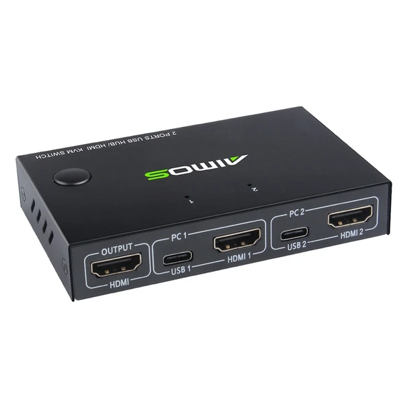 AIMOS AM-KVM201CC 2 Port USB HUB HDMI KVM Anahtarı Uzatma Kablosuz