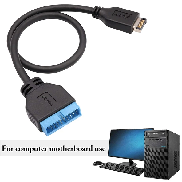 30cm USB 3.1 Type-E to USB 3.0 Anakart 19 Pin Erkek Genişletme Kablosu - 6