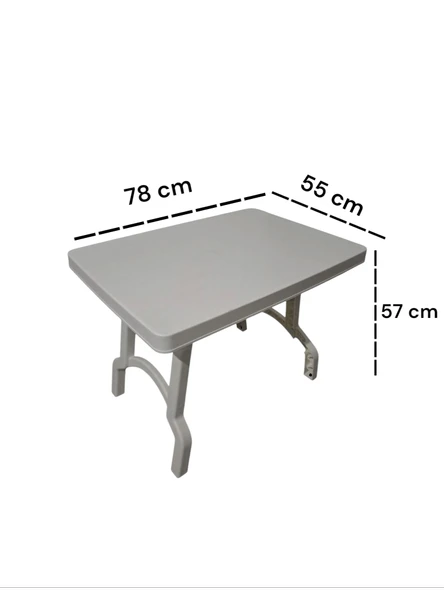 Portatif Büyük Boy Plastik Katlanabilir Piknik Sehpası Kamp Masası Beyaz 78 x 55 x 57 cm