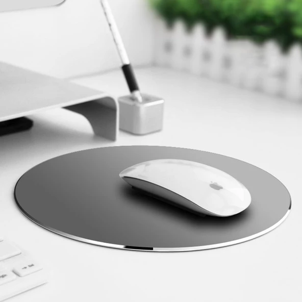 Dairesel Şekilli Alüminyum Alaşımlı Çift Taraflı Kaymaz Masaüstü Mouse Pedi - 8