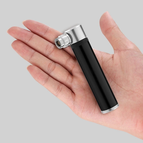 Manuel Mini Taşınabilir Bisiklet Pompası Alüminyum Alaşım Gümüş Renk Lastik Tamir Setli - 7