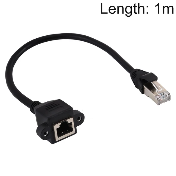 RJ45 Dişi Erkek CAT6E Panel Montajlı Vida Kilitli Uzatma Kablosu 1 Metre