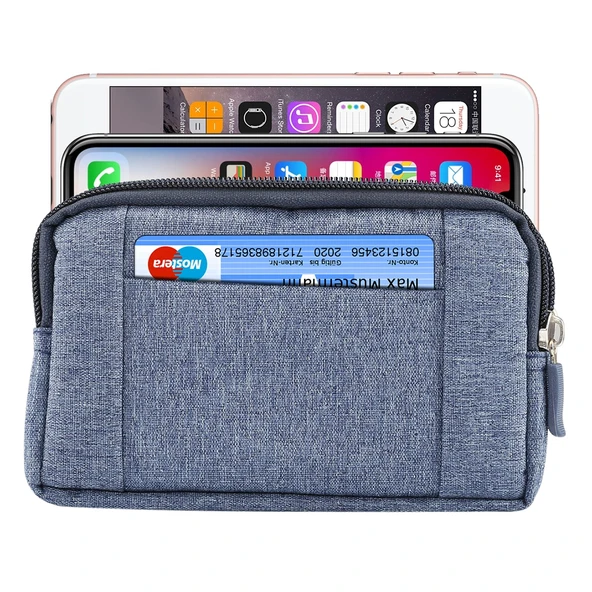 Spor Denim Evrensel Telefon Bel Çantası 5.2 inç ve Altı İçin Mavi S Beden - 6