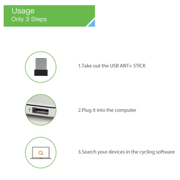 Mini ANT Plus USB Adaptör Bisiklet Hız Sensörü Kablosuz ve Kablolu - 6