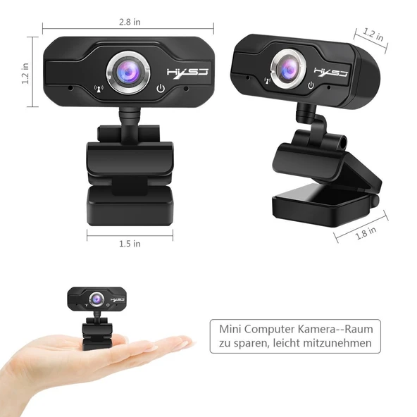 HXSJ S50 720P HD Webcam Masaüstü Dizüstü Akıllı TV Uyumlu 10m Mikrofonlu 1.4m Kablo - 3