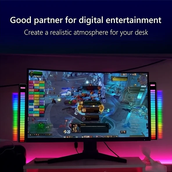 Sese Duyarlı RGB LED Işık Şerit Müzik Ritmine Göre Renk Değiştiren Ambiyans Aydınlatma Otomatik Efektli Dekoratif Işık Sistemi - 6