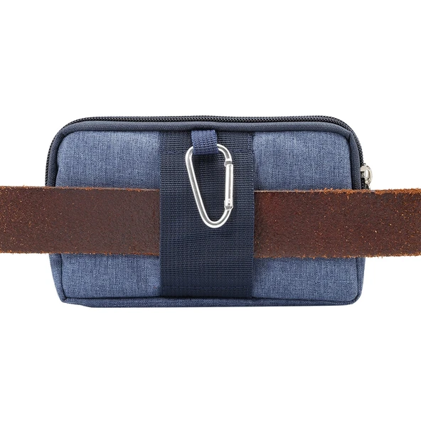 Spor Denim Evrensel Telefon Bel Çantası 6.4-6.5 İnç XL Boy Mavi - 4