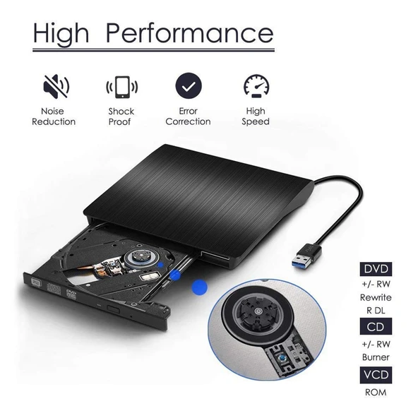 Fırçalanmış Doku USB 30 Pop Up Taşınabilir Harici DVD Yazıcı - 7