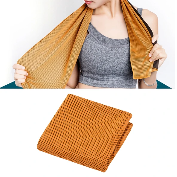 2 Adet Turuncu Mikrofiber Spor Havlusu 30x100 cm Soğutucu Buz Etkili