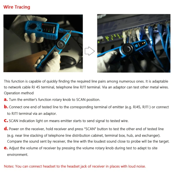 BSIDE FWT11 RJ11 RJ45 Telefon Kablosu İzleyici Ethernet LAN Ağ Kablosu Test Cihazı - 6