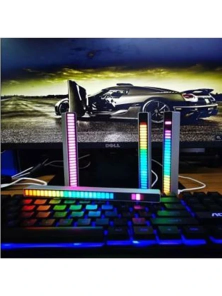 Sese Duyarlı RGB LED Işık Şerit Müzik Ritmine Göre Renk Değiştiren Ambiyans Aydınlatma Otomatik Efektli Dekoratif Işık Sistemi - 9