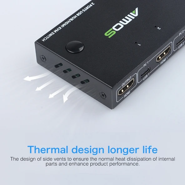 AIMOS AM-KVM201CC 2 Port USB HUB HDMI KVM Anahtarı Uzatma Kablosuz - 5