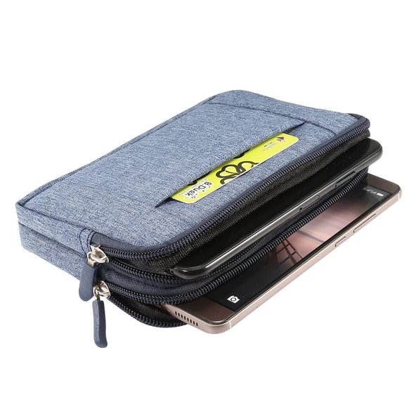 Spor Denim Evrensel Telefon Bel Çantası 6.4-6.5 İnç XL Boy Mavi - 7