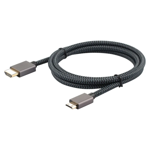 ULT-unite Altın Kaplama HDMI 2.0 Erkek - Mini HDMI Erkek Naylon Örgülü Kablo 2 Metre Siyah - 3