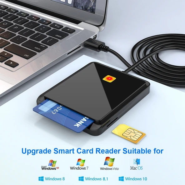 Rocketek CR317 USB 2.0 Siyah Akıllı Kart ve SIM Kart Okuyucu 2 in 1 - 4