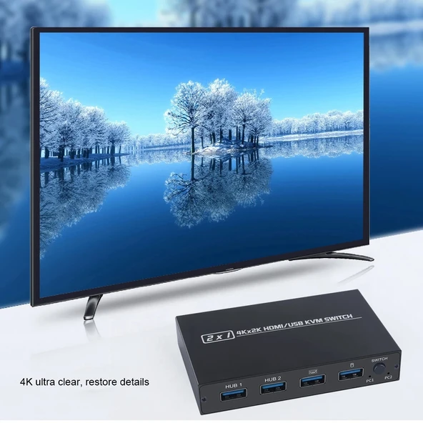 AM KVM201CL 2x1 4K HDMI USB KVM Anahtarı Metal Kasa - 6