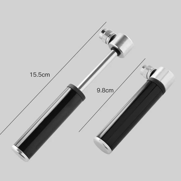 Manuel Mini Taşınabilir Bisiklet Pompası Alüminyum Alaşım Gümüş Renk Lastik Tamir Setli - 4