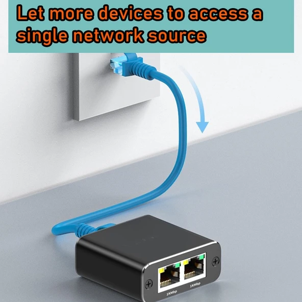 OZHW3 RJ45 1den 2ye Ağ Bölücü Adaptör 1000M LAN Ethernet Dişi Konnektör - 5
