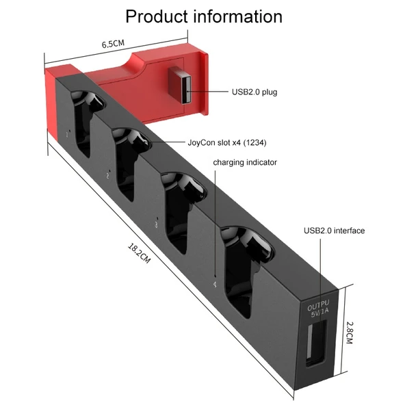 Nintendo Switch Joy-Con PG-9186 Şarj İstasyonu Gösterge Işıklı - 6