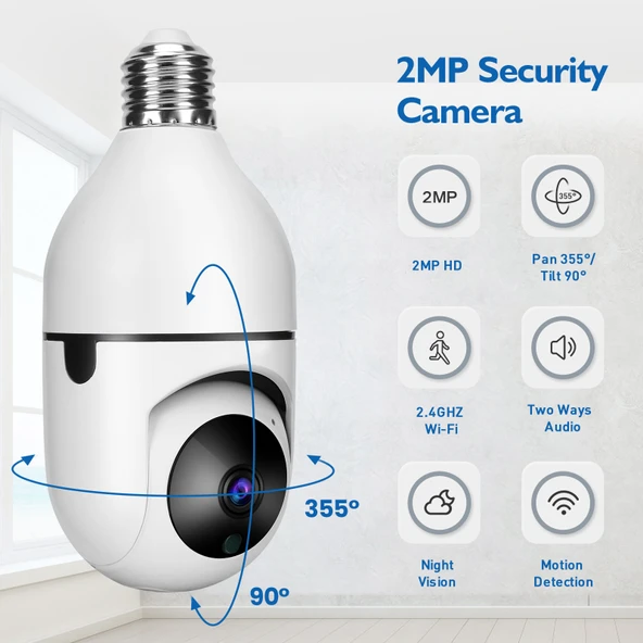 DP17 Çift Işık Kaynaklı Akıllı Çift Bantlı WiFi 1080P HD Dış Mekan Ampul Kamera Gece Görüşlü İki Yönlü Sesli Hareket Algılama TF Kart Destekli - 2