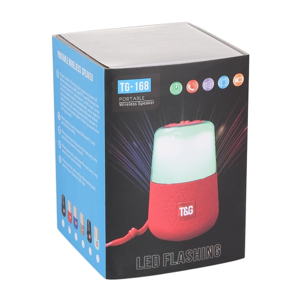 T G TG168 Taşınabilir Kablosuz Bluetooth V50 Stereo Hoparlör Kulp Dahili Mikrofon LED Işıklı TF Kart USB AUX FM Cyan - 7