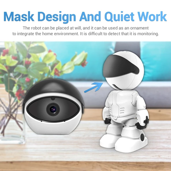ESCAM PT205 HD 1080P Robot WiFi IP Kamera Hareket Algılama Gece Görüşü 10m IR Mesafe EU Priz - 8