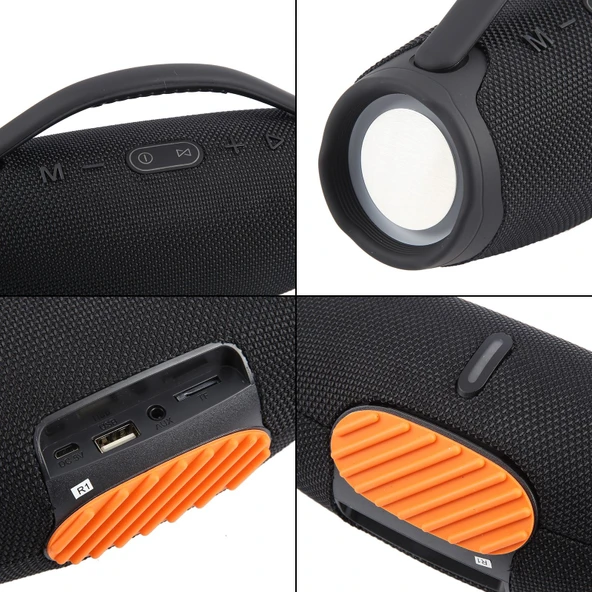 BOX3 Mini LED Su Sıçramasına Dayanıklı Taşınabilir Bluetooth Stereo Hoparlör Dahili Mikrofon Siyah - 5