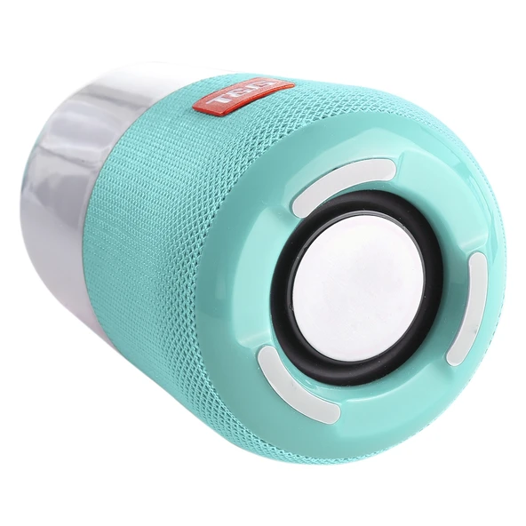 T G TG168 Taşınabilir Kablosuz Bluetooth V50 Stereo Hoparlör Kulp Dahili Mikrofon LED Işıklı TF Kart USB AUX FM Cyan - 5