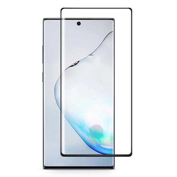 Samsung Galaxy Note10 Plus 0.3mm 9H Sertlik 3D Kavisli Tam Ekran Cam Ekran Koruyucu Siyah - 1