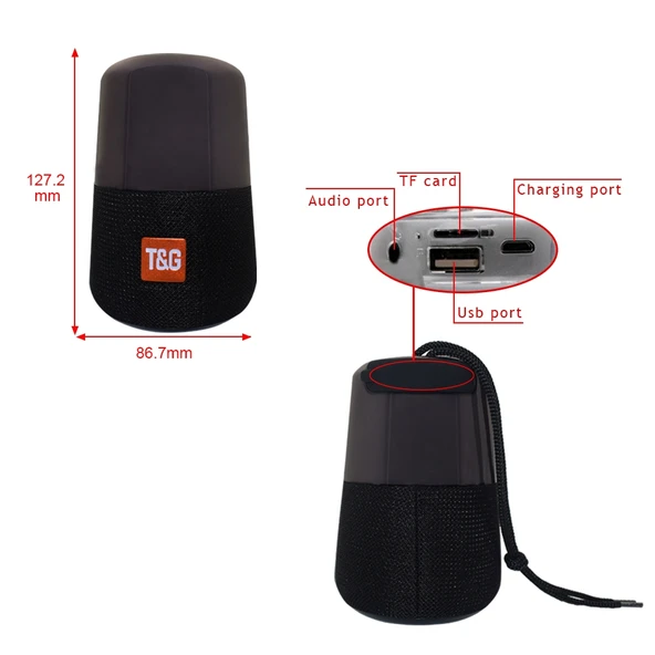 TG168 Taşınabilir Kablosuz Bluetooth 50 Stereo Hoparlör Siyah - 8