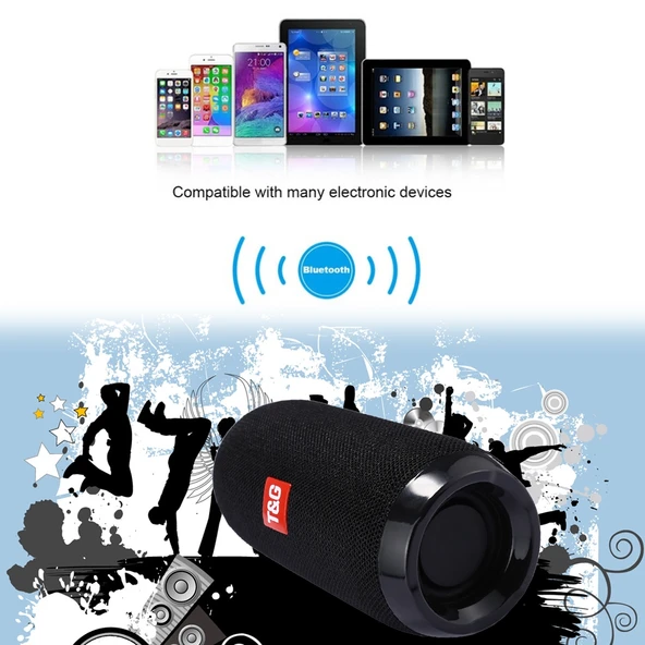 T G TG117 Taşınabilir Bluetooth Stereo Hoparlör Siyah Dahili Mikrofon Eller Serbest Arama TF Kart AUX FM - 8