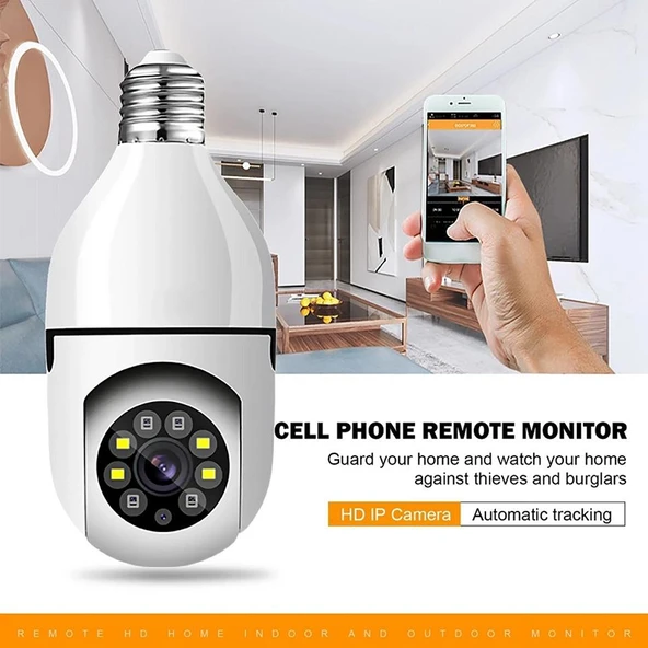GA C11 1080P 2MP 2.4G Tek Frekanslı İki Yönlü Sesli İnterkom Ampul Kamera Beyaz - 6
