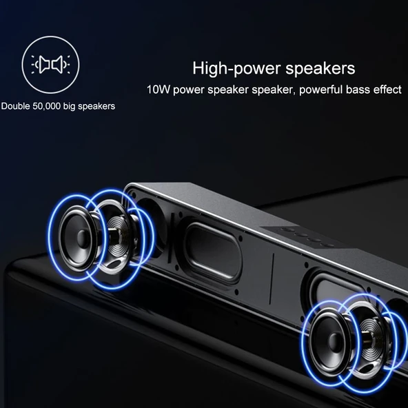 LEERFEI E91 10W Uzun Çubuk Şekilli Çift Hoparlörlü Bluetooth Ses Sistemi Siyah - 4