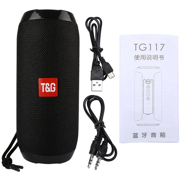T G TG117 Taşınabilir Bluetooth Stereo Hoparlör Siyah Dahili Mikrofon Eller Serbest Arama TF Kart AUX FM - 5