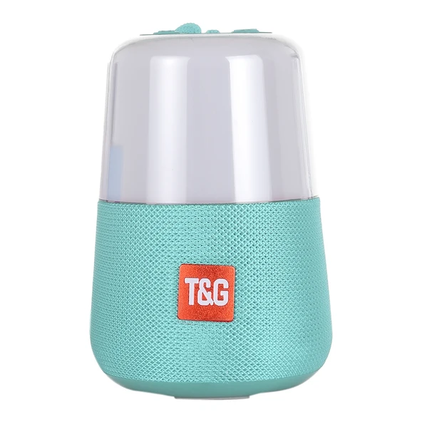 T G TG168 Taşınabilir Kablosuz Bluetooth V50 Stereo Hoparlör Kulp Dahili Mikrofon LED Işıklı TF Kart USB AUX FM Cyan - 2