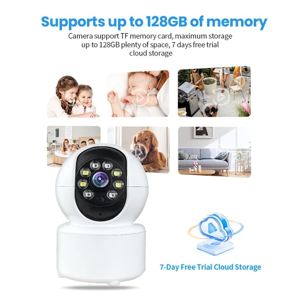 A10 Mini 360 Derece PTZ WiFi Güvenlik Kamerası Beyaz Gece Görüşlü Akıllı Ev IP Kamera Bebek Monitörü - 9