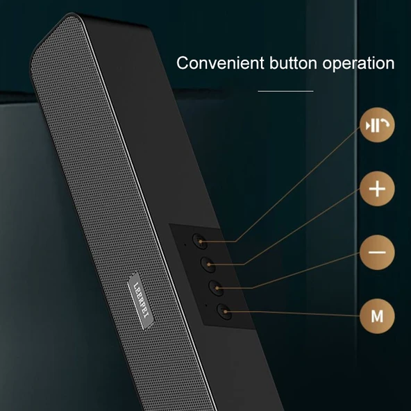 LEERFEI E91 10W Uzun Çubuk Şekilli Çift Hoparlörlü Bluetooth Ses Sistemi Siyah - 6