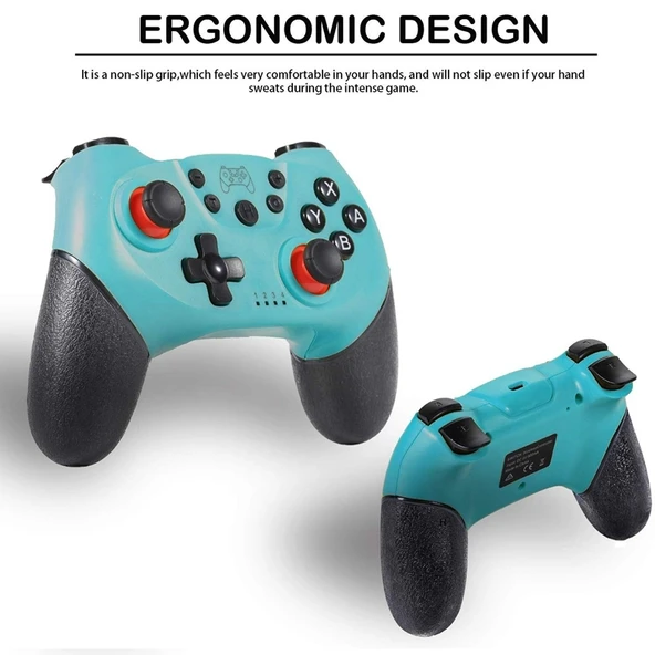 6 Eksenli Bluetooth Joypad Oyun Kumandası Switch Pro Yeşil - 5
