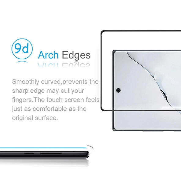 Samsung Galaxy Note10 Plus 0.3mm 9H Sertlik 3D Kavisli Tam Ekran Cam Ekran Koruyucu Siyah - 4
