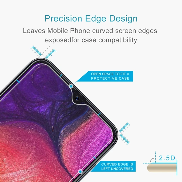 Samsung Galaxy A50 Uyumlu 10lu 0.26mm 9H 2.5D Temperli Cam Ekran Koruyucu - 3
