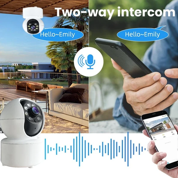 A10 Mini 360 Derece PTZ WiFi Güvenlik Kamerası Beyaz Gece Görüşlü Akıllı Ev IP Kamera Bebek Monitörü - 8