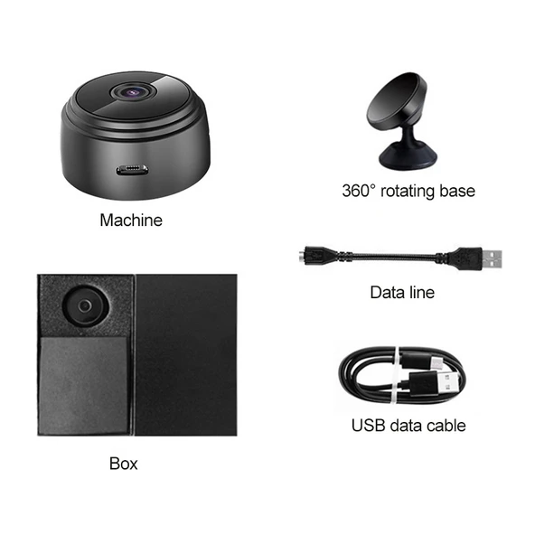 A9 Plus 1080P Beyaz Kablosuz WiFi Kamera Gece Görüşlü Hareket Algılama TF Kartlı - 3