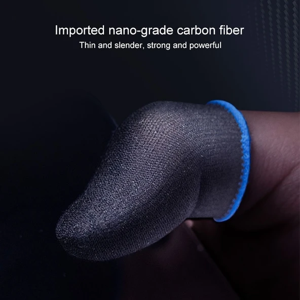 Karbon Fiber Nefes Alabilir Oyun Parmak Kılıfı Başparmak ve İşaret Parmak İçin Siyah Kırmızı - 6