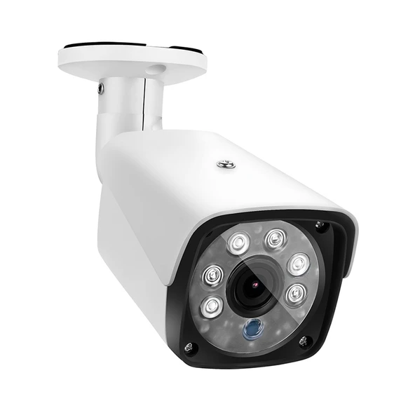 1080P 3.6mm Lensli Beyaz Güvenlik Kamera IP66 Suya Dayanıklı Gece Görüşlü 6 LEDli Gözetim Kamerası - 2
