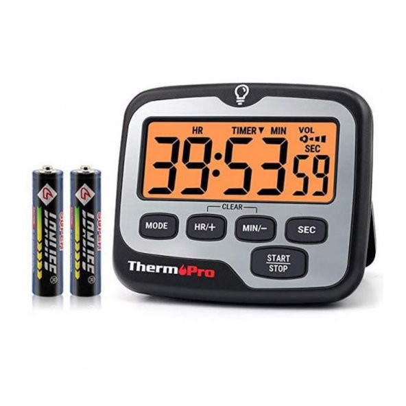 Thermopro TM01 Mutfak,Spor, Ders Alarmlı Işıklı Kronometre, Geri Sayım Sayacı ve Dijital Saat